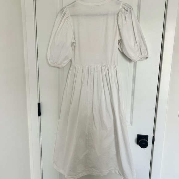 Zara White Puff Sleeve Midi Dress Medium - Picture 4 of 5
